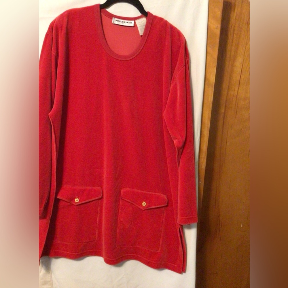 Sonia Rykiel  4th July,classy ,date night velour tunic top Paris SZ XL